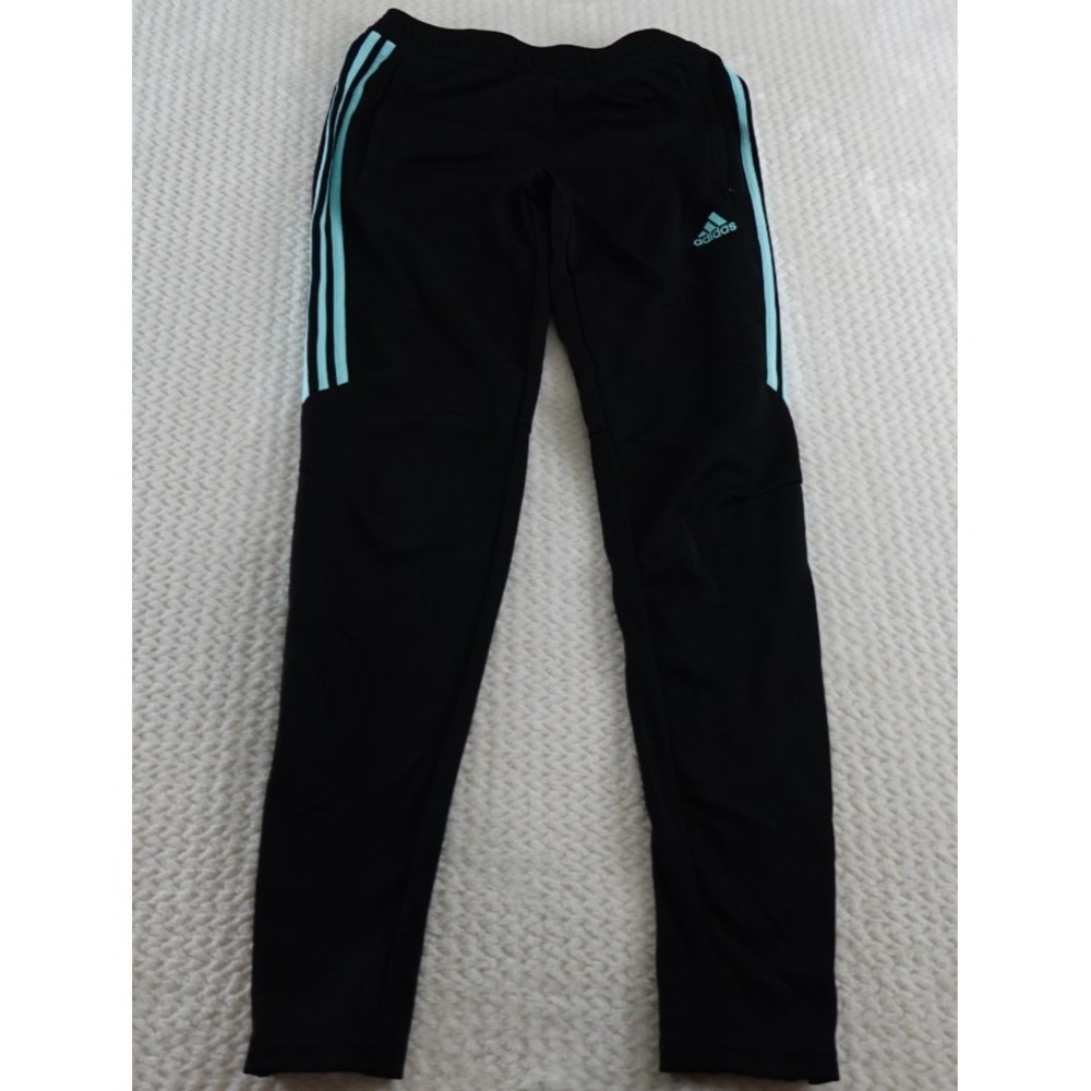 Adidas Joggers Female Black With Blue Stripes Size Small
